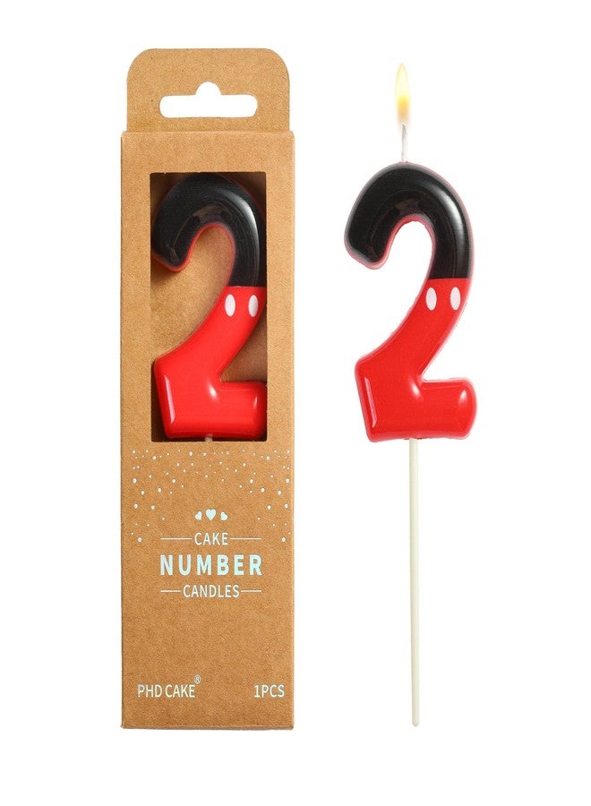 PHD CAKE 2.76 Inch Cartoon Red and Black 2 Number Birthday Candles, Red Mouse Cake Topper, Cake Number Candles, Party Celebration, Style Candle - Image 1